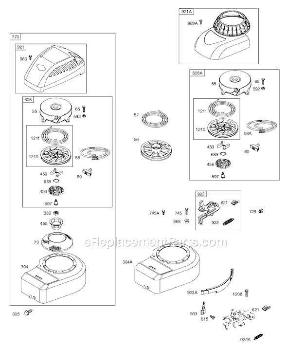 Page F Diagram and Parts List for 9C900SERIES  Briggs and Stratton Engine